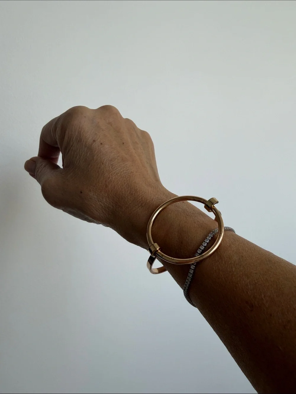 Gold-Tone Hoop Women's Bangle and Rose Gold Hoop Bangle